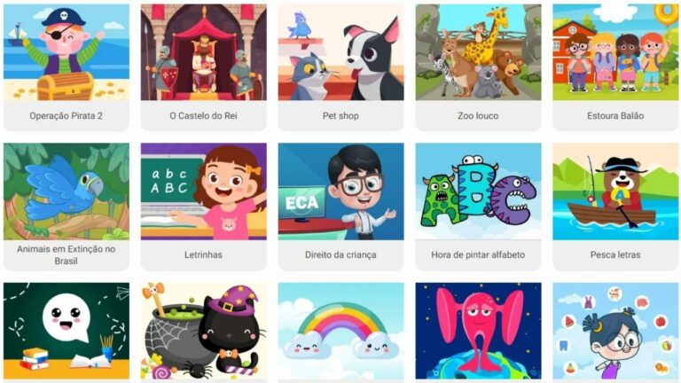 Site com jogos educativos para crianças.