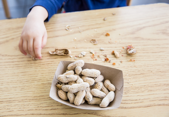 Introduzindo amendoim na alimentação da criança.