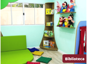 Biblioteca da unidade Brooklin da escola infantil AVIVA