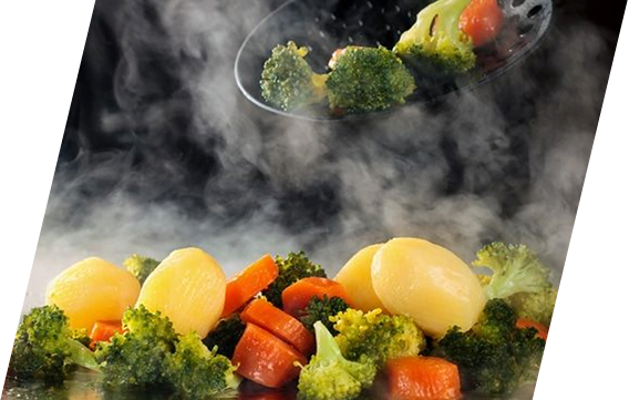 Foto de legumes cozidos a vapor