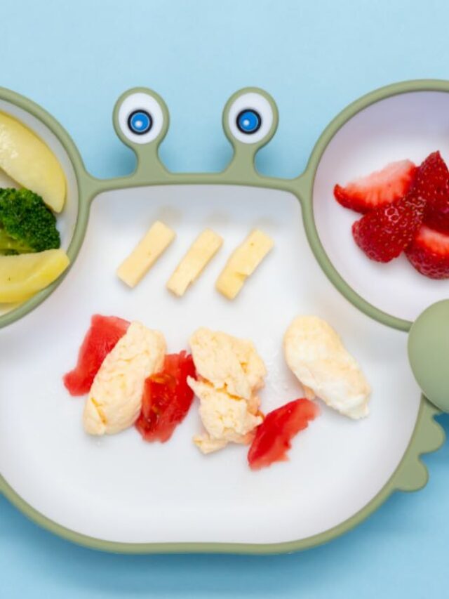 pratinho com frutas e verduras para criança